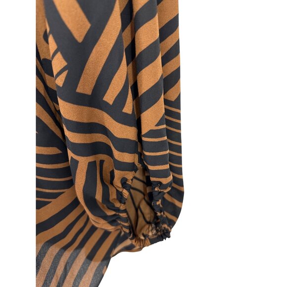 Dennis By Dennis Basso Zebra Print Button-Up Blouse With Tie Neck Detail Size 1X - Picture 2 of 10